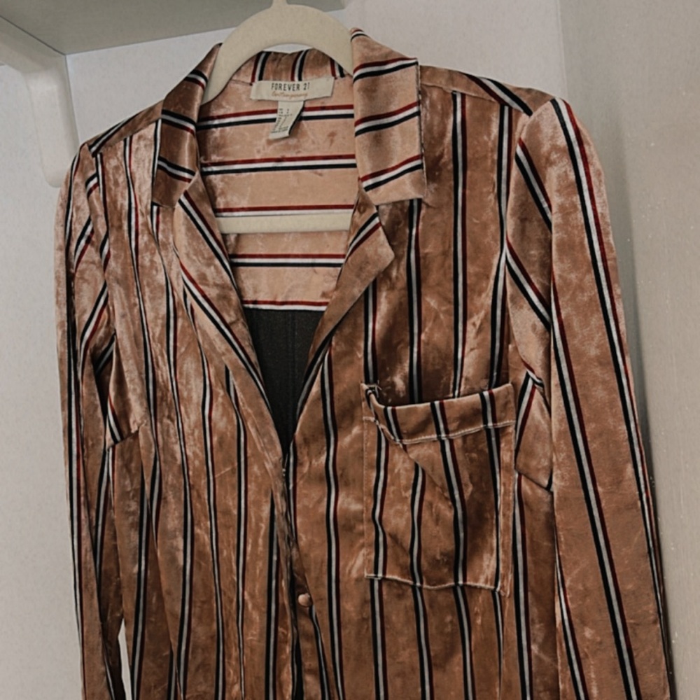Striped Velvet Long Sleve